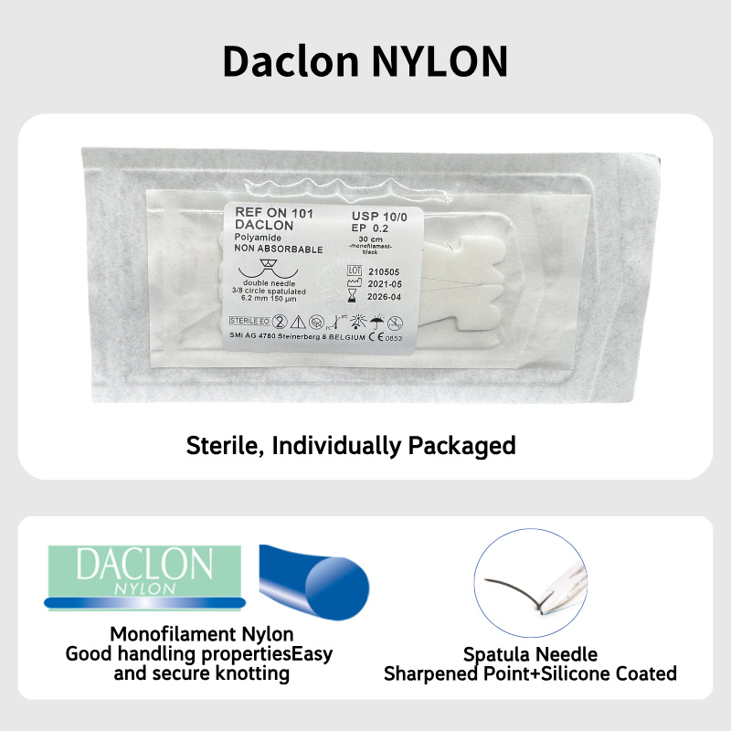 Daclon Nylon – sterile, individually packaged; monofilament nylon with spatula needle